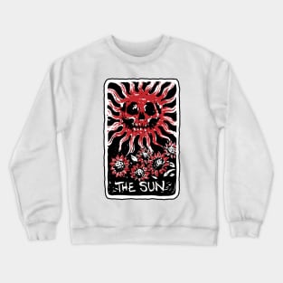 The Sun Blood Red Skeleton Skull Tarot Card Crewneck Sweatshirt